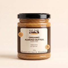 Nut Just Crunch Organic Almond Butter, unsweetened, 250 g glass jar