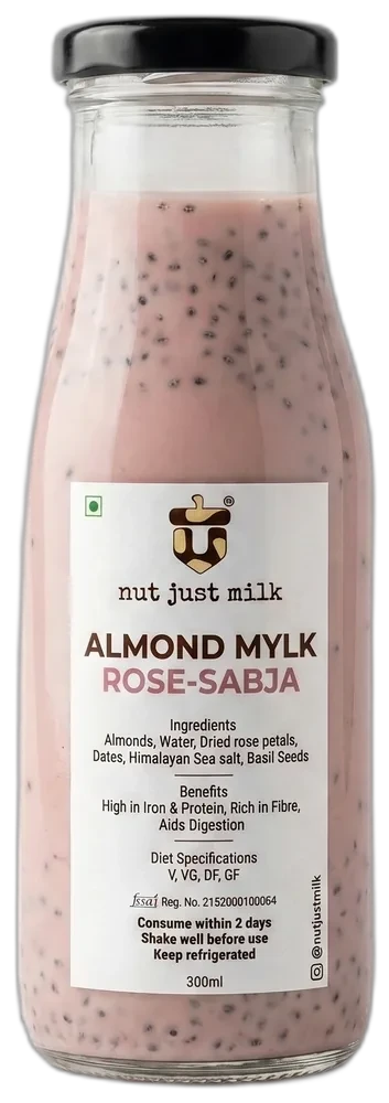 Almond rose sabja mylk